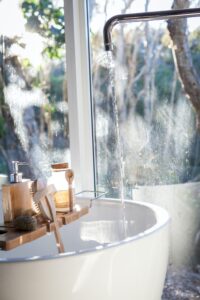 Running water in a bath for a massage at home